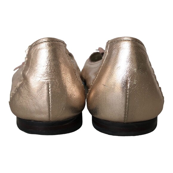 Talbots Rose Gold Pink Metallic Perforated Leather Ballet Flats with Bow Size 7B - Picture 8 of 9